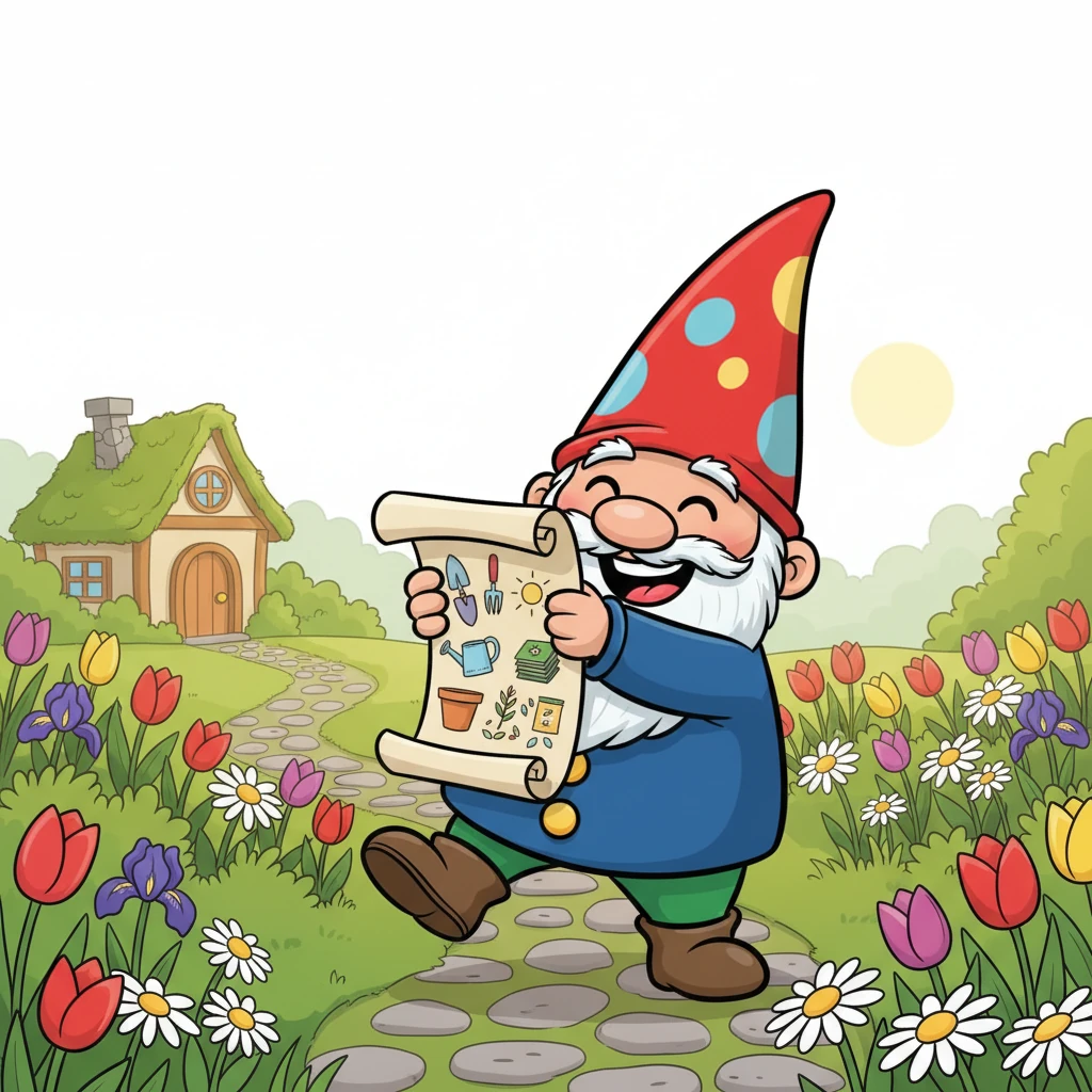Pip held up his completed shopping list with a triumphant grin. He had everything he needed to make his garden beautiful again. He couldn't wait to start his spring gardening adventure!