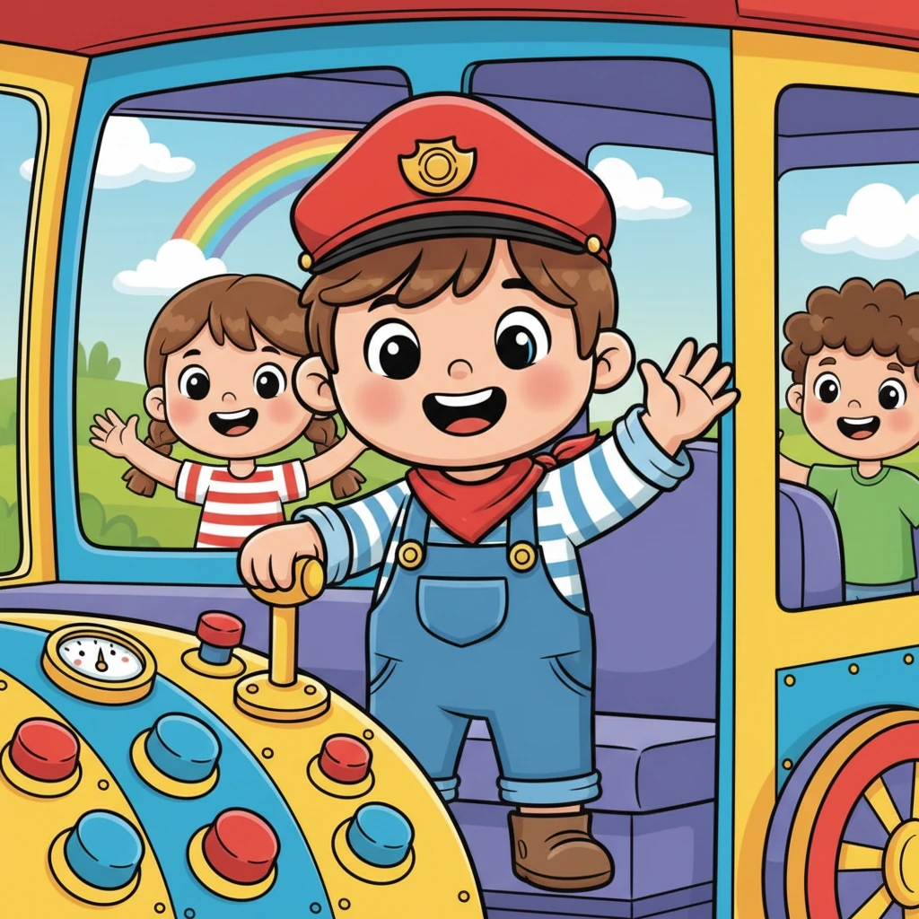 Bat-batean, Einar tren-gidari txapel handi batekin aurkitu zen, tren kabina koloretsu batean. Bere lagun onenak, Ane eta Jon, ondoan zituen, pozik agurtzen. "Kaixo, makinista!" esan zuten irribarre handi batekin.