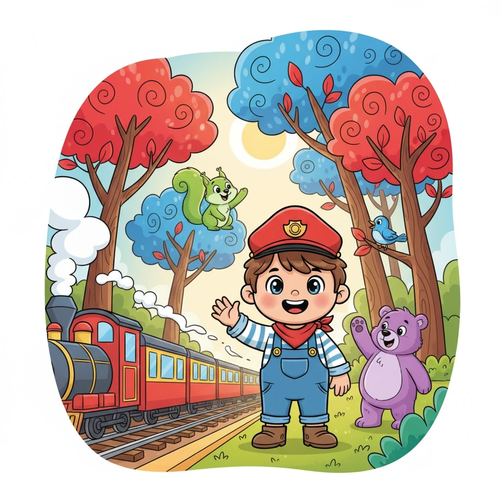 Lehen geldialdia baso magiko batean izan zen, non zuhaitzek hosto gorri eta urdinak zituzten. Animalia dibertigarriak, katagorri berdeak eta hartz moreak adibidez, trenari agur egiten zioten.