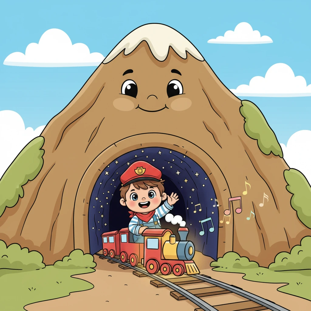 Gero, mendi erraldoi eta lagunkoi baten tunelean sartu ziren. Tunelaren barruan izar distiratsuak zeuden, eta trenak abesti alai bat abesten zuela zirudien, mendia zeharkatzen zuen bitartean.