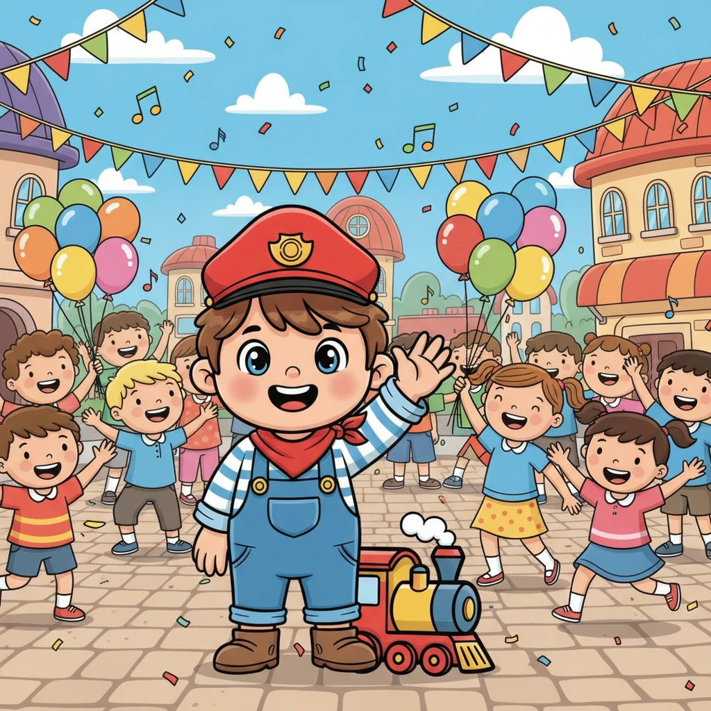 Azkenean, Medina hirira iritsi ziren, non beste lagun batzuk zain zituzten, globo eta banderatxo koloretsuekin. Jai giroa zegoen, musika alaia entzuten zen, eta guztiak dantzan hasi ziren.