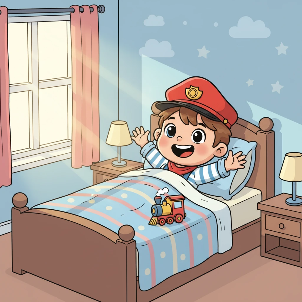 Einar bere ohean esnatu zen, irribarre handi batekin. Bere jostailuzko trena ondoan zuen. Ametsa benetakoa bezain ederra izan zen, eta bazekien gaurko eguna abentura berriez beteko zela.