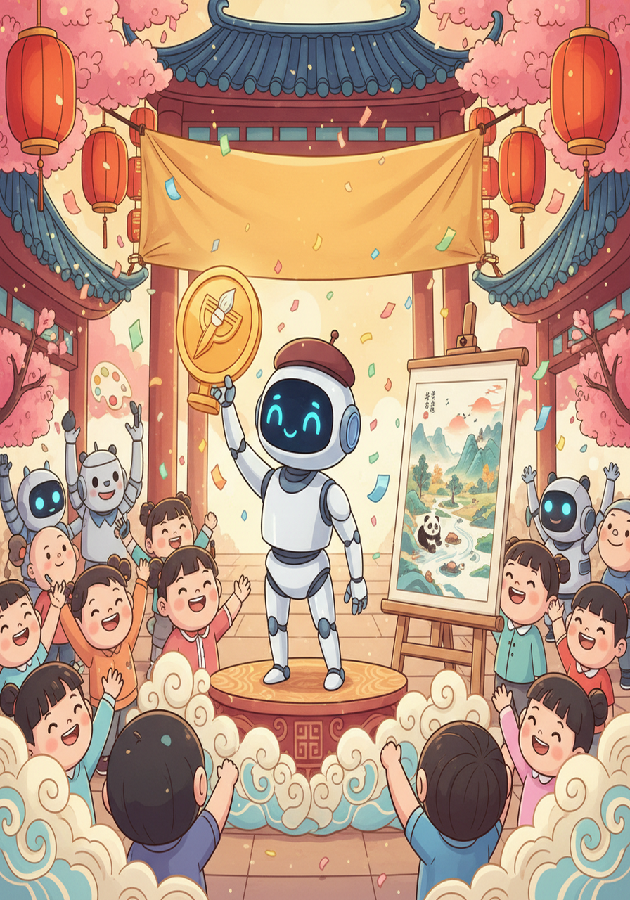 最终，阿尔法凭借其独特的绘画风格和感人的作品，赢得了机器人艺术大赛的冠军。 它的梦想终于实现，成为了一个备受尊敬的艺术家。