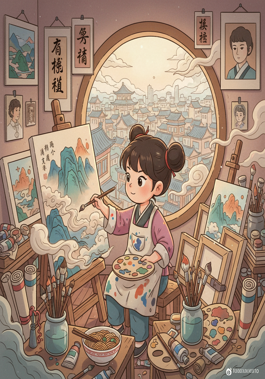 阿尔法居住在城市边缘的一个小小的工作室里，堆满了各种各样的画笔、颜料和画布。 它每天都会努力练习绘画技巧，模仿着艺术家大师的作品，希望能够掌握各种绘画技巧，创作出属于自己的艺术作品。 工作室里总是弥漫着油彩的味道，充满了艺术的气息。