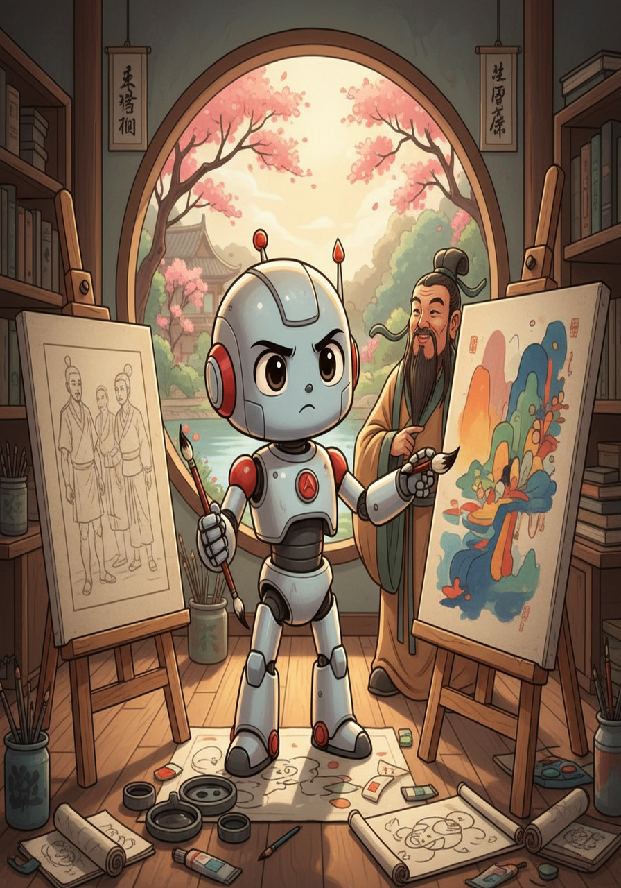 阿尔法遇到的第一个挑战是学习。 它学习人类的绘画技巧，研究光影、色彩的运用，尝试各种风格的绘画。 尽管遇到很多困难，但阿尔法从不放弃， 而是不断地尝试和改进，直到找到最适合自己的绘画方式。