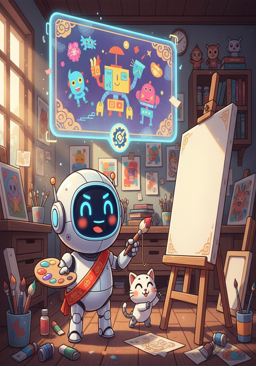 在一个偶然的机会，阿尔法得知了机器人艺术大赛的消息。 这对于阿尔法来说，是一个证明自己的绝佳机会。 阿尔法决定参加比赛，并开始为这次比赛创作一幅充满情感和创意的作品。