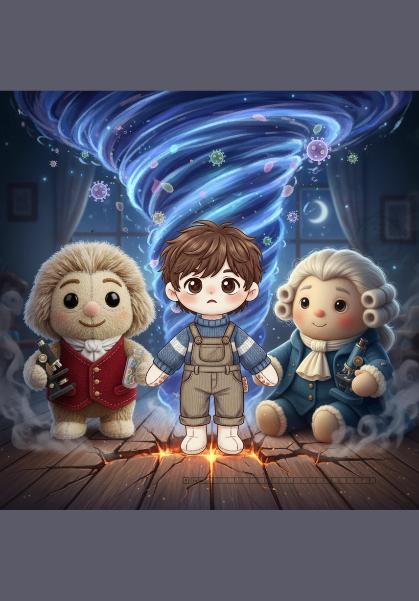 Suddenly, Theo is transported inside a magnificent, glowing cell that looks like a vibrant, futuristic city. Ribosomes hum like tiny factories producing essential proteins, and mitochondria glow with the golden energy that powers every breath and movement.