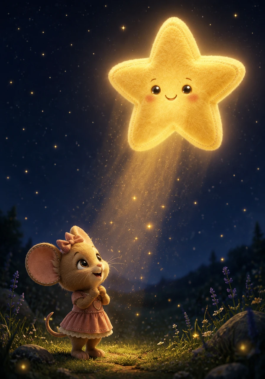 Para su gran sorpresa, una suave voz provino del cielo y la estrella le respondió directamente al pequeño ratoncito. Con un tono dulce y reconfortante, la brillante estrella le dijo que debía ser paciente.