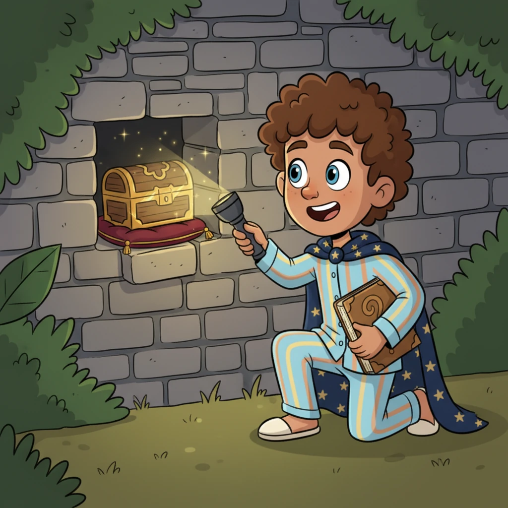 With a soft click, the brick slides inward, revealing a small, dark recess. Inside, nestled on a velvet cushion, is a beautiful, ornate wooden box. It seems to hum faintly with a soft, golden glow, filling the dark space with a gentle warmth.