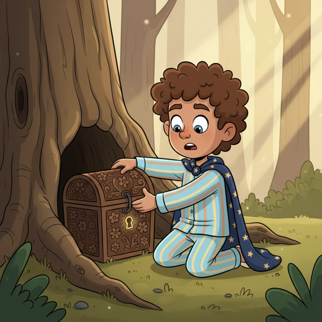 Leo carefully pulls the box out. It’s intricately carved with swirling patterns and tiny, almost invisible flowers. He tries to open it, but it's firmly locked. He spots a tiny, perfectly round keyhole, no bigger than his pinky nail, hidden among the carvings.