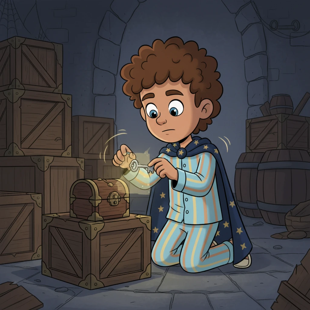 Back in the cellar, heart thumping like a drum, Leo carefully retrieves the tiny silver key from his pocket. His hands tremble slightly with anticipation as he lines it up with the minute keyhole on the wooden box. This is the moment of truth.