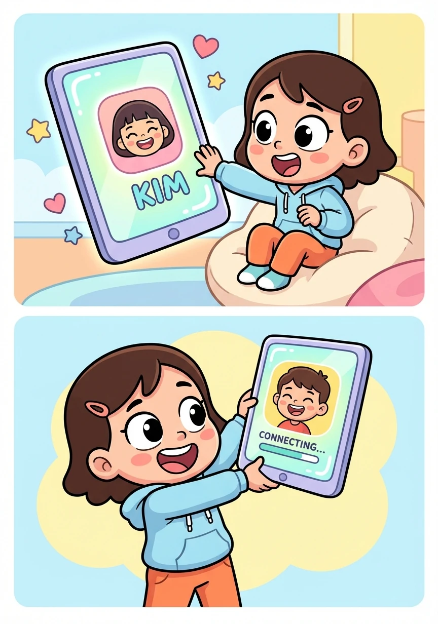 Suddenly, Kim's video call request pops up, filling the screen with her name and picture. Alex answers without hesitation, a thrill of anticipation coursing through her veins.