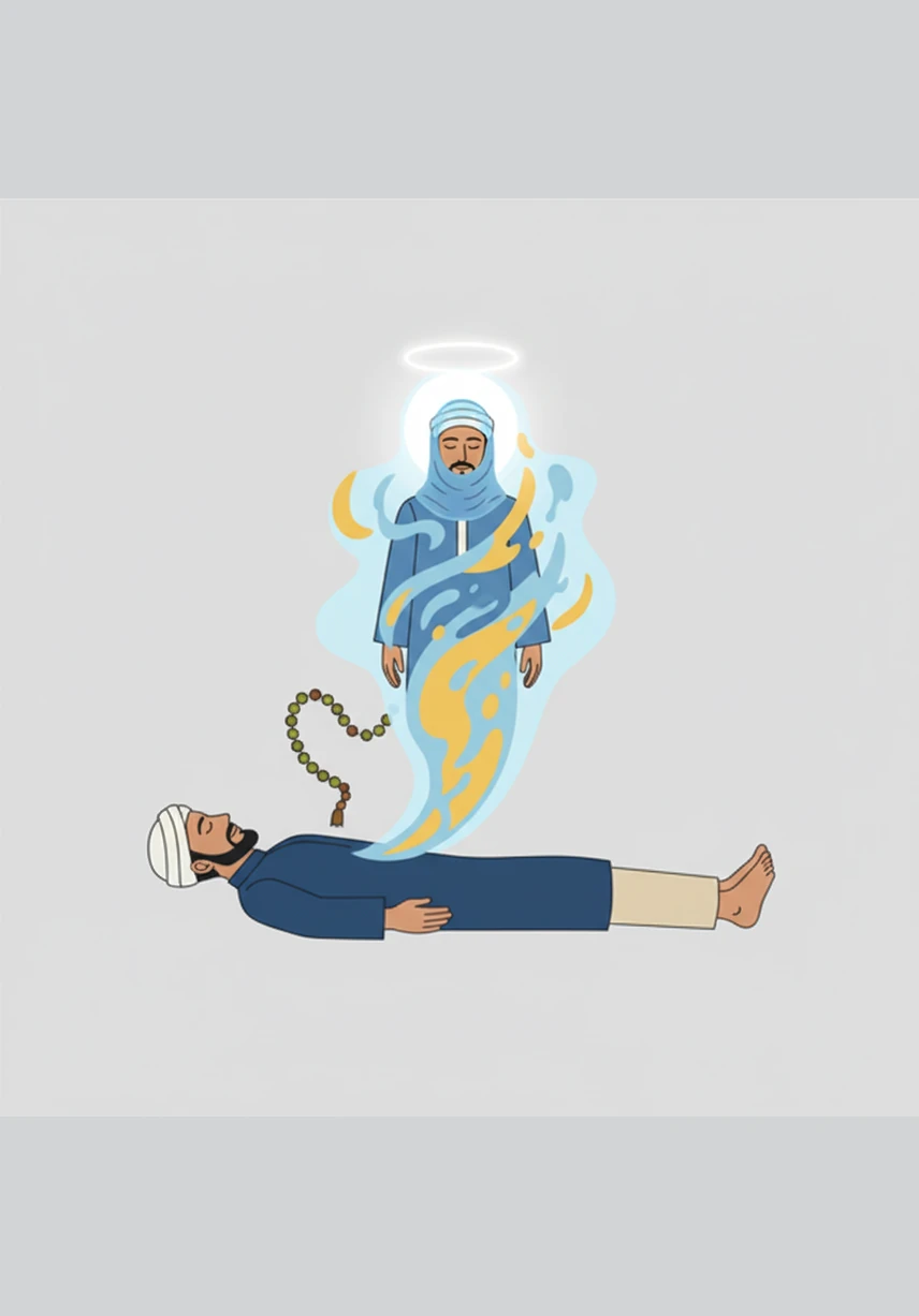 A brilliant archway of light appears in the distance, pulsing with a warm and inviting energy. Omar’s soul feels an irresistible pull toward this gateway, sensing the immense peace and belonging that lies beyond its threshold.