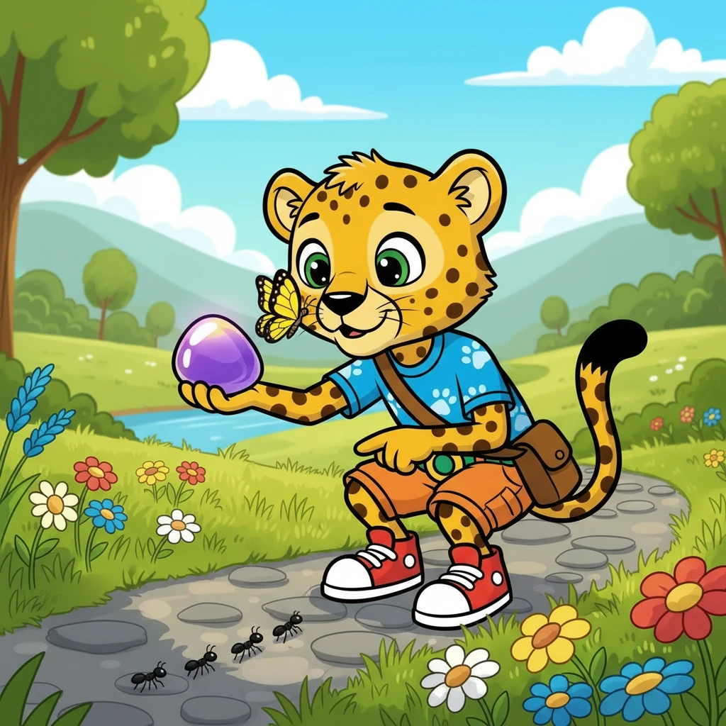 But Barnaby saw a butterfly. And a line of marching ants. And the shiniest pebble he had ever seen.