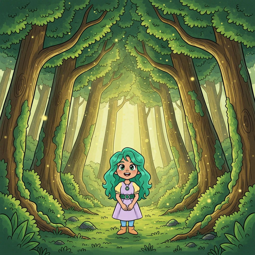 The Green Forest welcomed Celeste with a hushed reverence, its towering trees reaching for the sky like ancient guardians. Sunlight dappled through the thick leaves, painting emerald patterns on the mossy ground. A profound stillness enveloped her, unlike anything she had known.