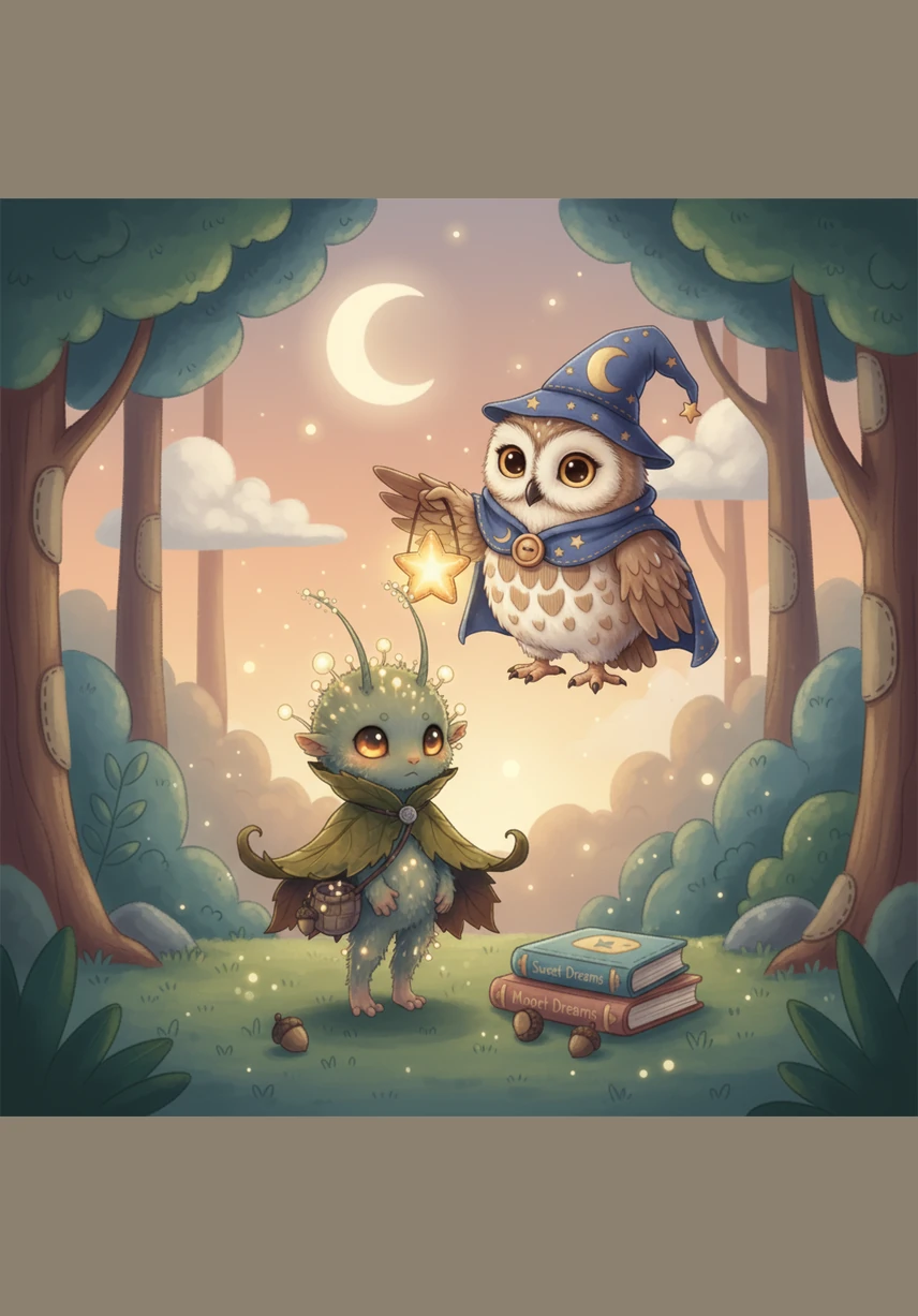 As the sun set, the vine began to bloom with magnificent flowers that looked like tiny, hanging lanterns. They released shimmering spores that floated through the air like miniature fireflies, lighting up the entire clearing.