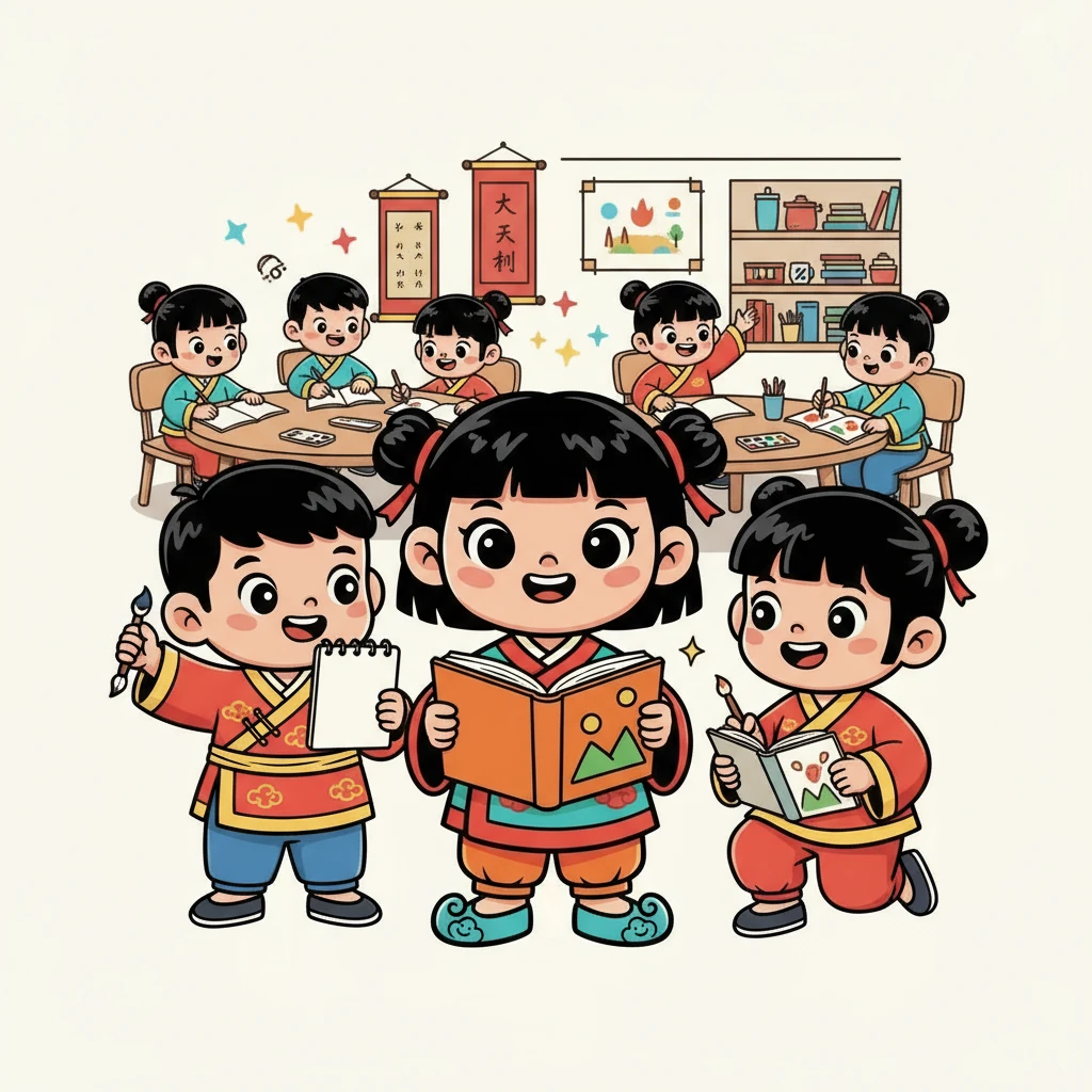 小灵把自己的绘本分享给好朋友们，大家都对她创作的绘本赞不绝口。他们也纷纷尝试，开启了自己的创作之旅。