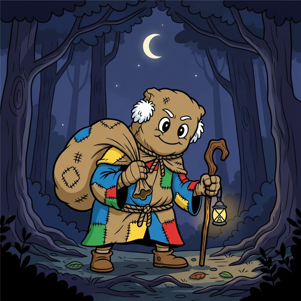 Zé Saco caminhava lentamente, com o saco pesado pendurado nas costas. Seus olhos pareciam perfurar a escuridão, procurando por suas vítimas.