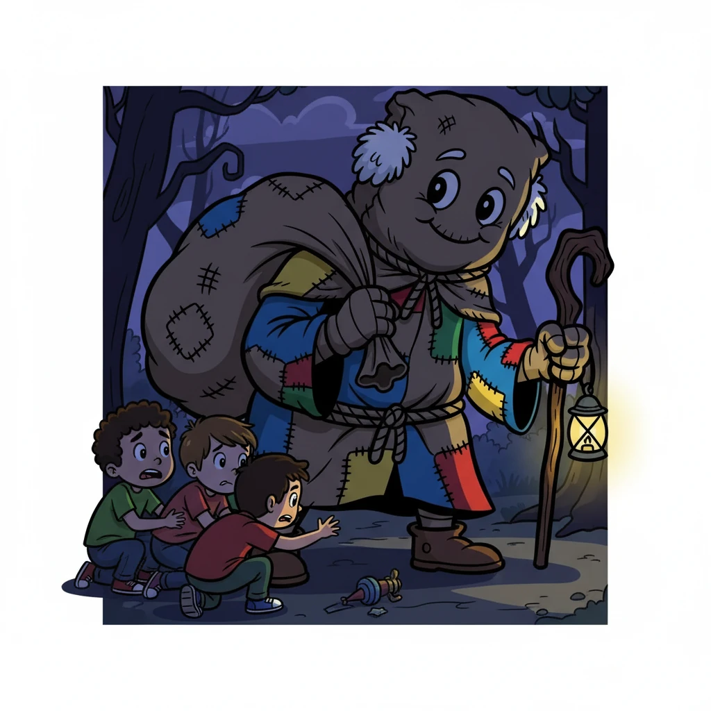 As crianças, inicialmente corajosas, começaram a sentir o medo. A presença de Zé Saco era avassaladora.