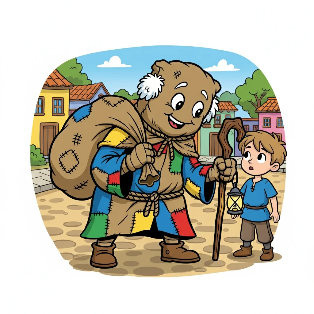 Para a surpresa de todos, Zé Saco sorriu e fechou o saco. Ele se aproximou de João e disse: "Aprenda com isso, menino".