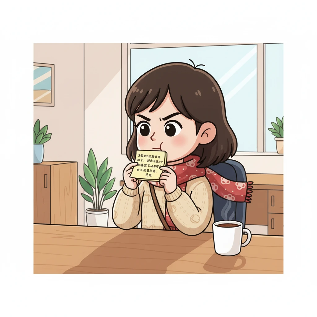 便签上写着：“方案第三部分逻辑绕了，简化成三点即可。咖啡凉了就不好喝了。” 还有一行小字：“新人难免犯错，别慌。”