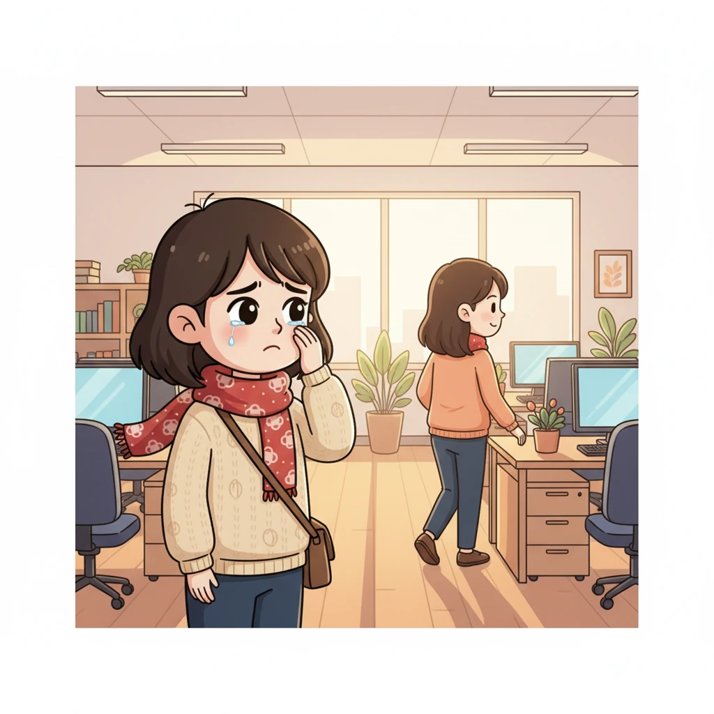 林晓愣住了，她的眼眶渐渐湿润，带着感激轻声说道：“谢谢陈姐……” 陈姐微笑着，转身回到了自己的工位。