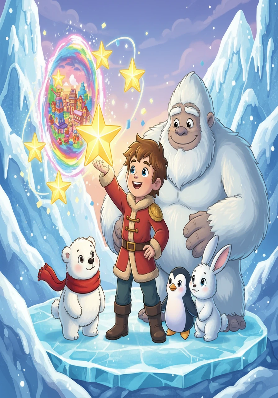 With four stars in hand, Bit arrived at the Icy Peaks, where the final boss, Frost, awaited. Frost tested Bit's compassion. By sharing his warmth with the cold creatures of the peaks, Bit earned their friendship and the final star, unlocking the portal home to a cheering Pixelia.