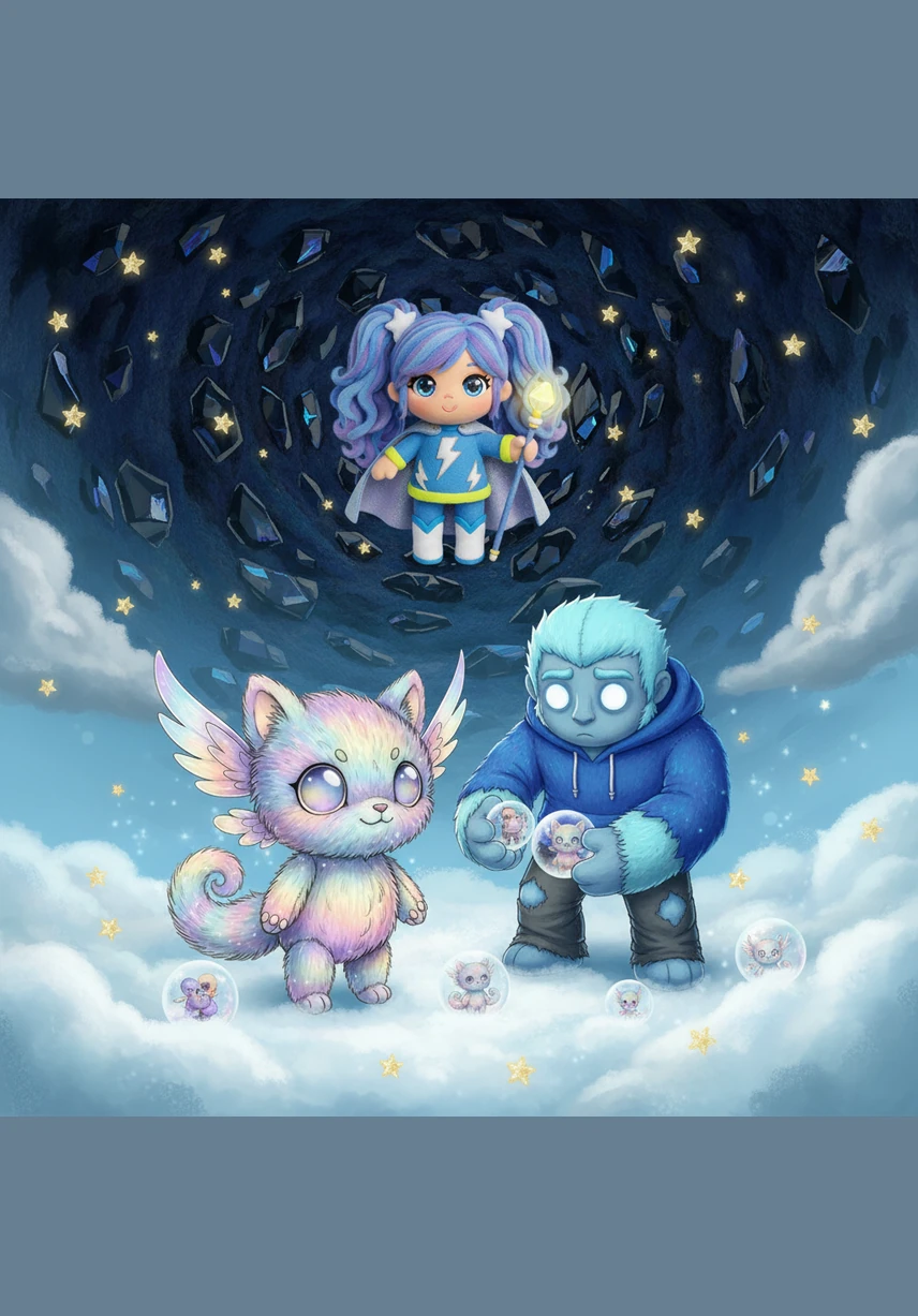 Saiko plunges into the obsidian depths of the underworld, desperately searching for the truth behind the sudden disappearance. Meanwhile, Pik‑See returns to the surface world with a hollow gaze and empty eyes, her broken memories treated like fragile toys by the enigmatic Azurion.