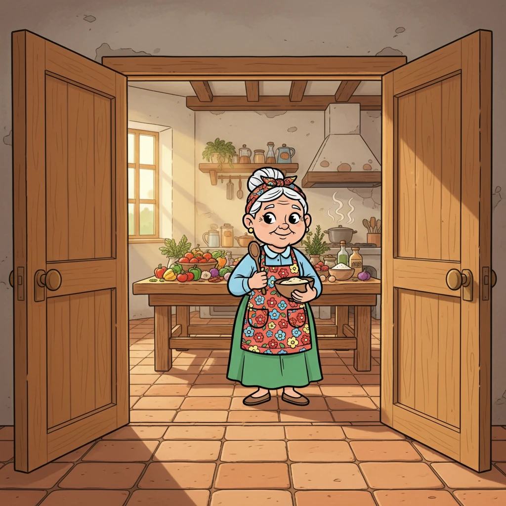 Dona Benta, com seu avental florido e sorriso acolhedor, abre as portas de sua cozinha ensolarada. A mesa está repleta de ingredientes frescos e coloridos, prontos para a aventura culinária. No ar, o cheiro delicioso do tempero caseiro já anuncia o que está por vir.