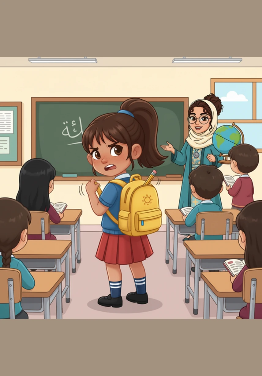 نَظَرَتْ بَدُورُ حَوْلَهَا فَلَمْ تَجِدْ أَحَدًا يُرَاقِبُهَا، فَوَضَعَتِ الْقَلَمَ فِي حَقِيبَتِهَا بِسُرْعَةٍ وَقَلْبُهَا يَدُقُّ بِقُوَّةٍ. كَانَتْ تَشْعُرُ بِقَلَقٍ خَفِيٍّ لَمْ تَعْرِفْ سَبَبَهُ فِي تِلْكَ اللَّحْظَةِ، لَكِنَّهَا لَمْ تَتَرَاجَعْ.