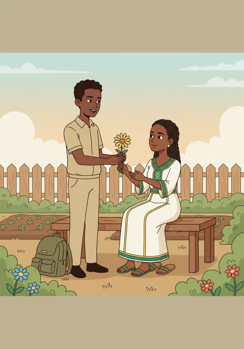 Dawit suggests bringing her chemistry books so they can study complex formulas while the beans turn dark and fragrant over the coals. Selam smiles sadly, noting that her aunt believes scientific equations are a distraction from the soul of a neighborhood conversation.