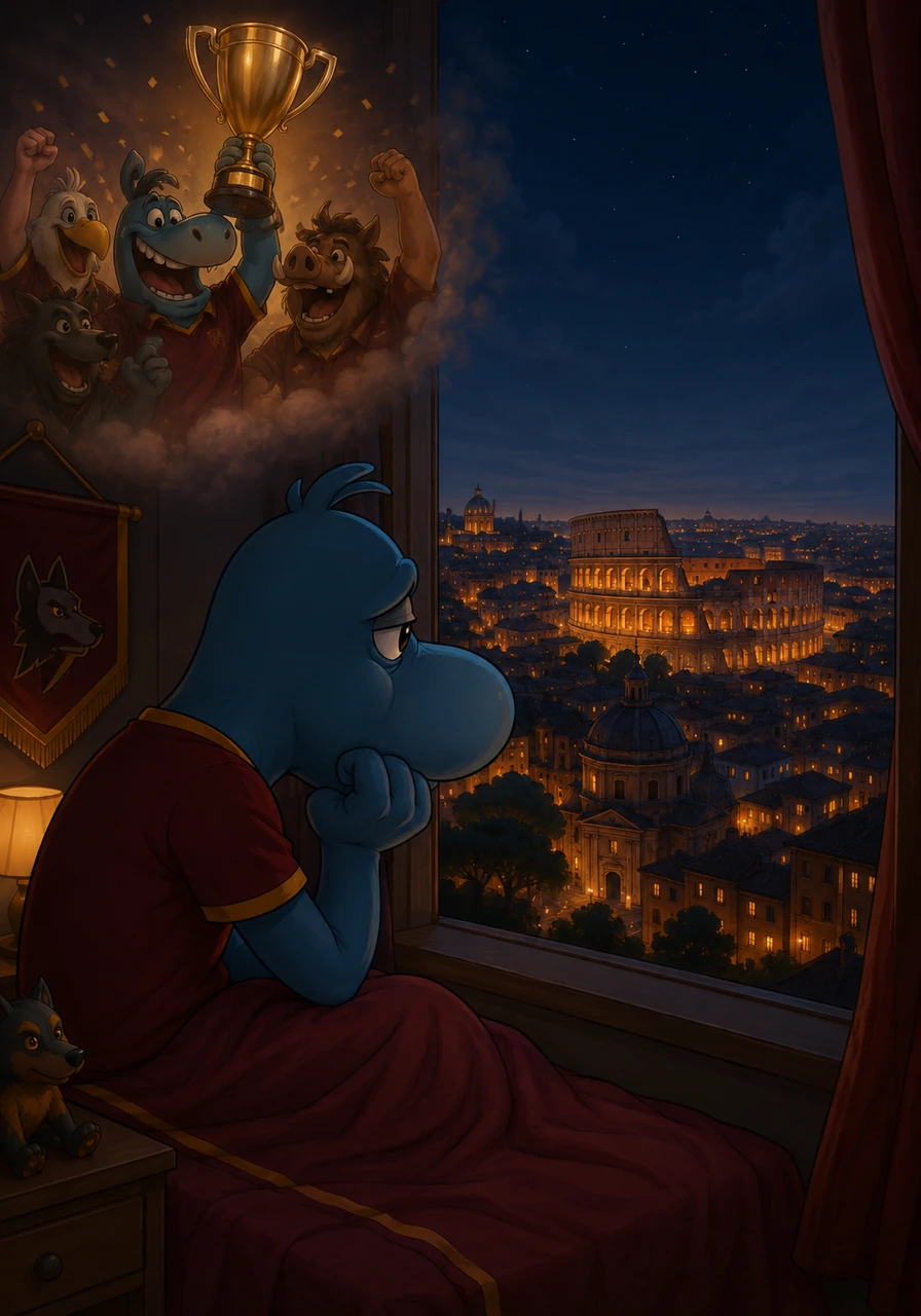He looked out his bedroom window at the glowing Roman night, sighing deeply because he had never once tasted the sweet flavor of victory. Year after year, he watched his friends hoist the champion cups high into the air while he remained at the bottom of the league standings.