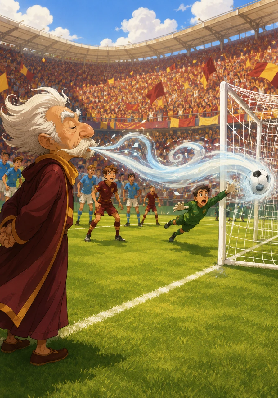 When the matchdays began, things were entirely different. Whenever Vapo's players took the field, Malagò would unleash a gentle, magical breath of air known as the Vento di Trigoria. This enchanted breeze swept across the stadium, guiding the ball perfectly into the back of the net.
