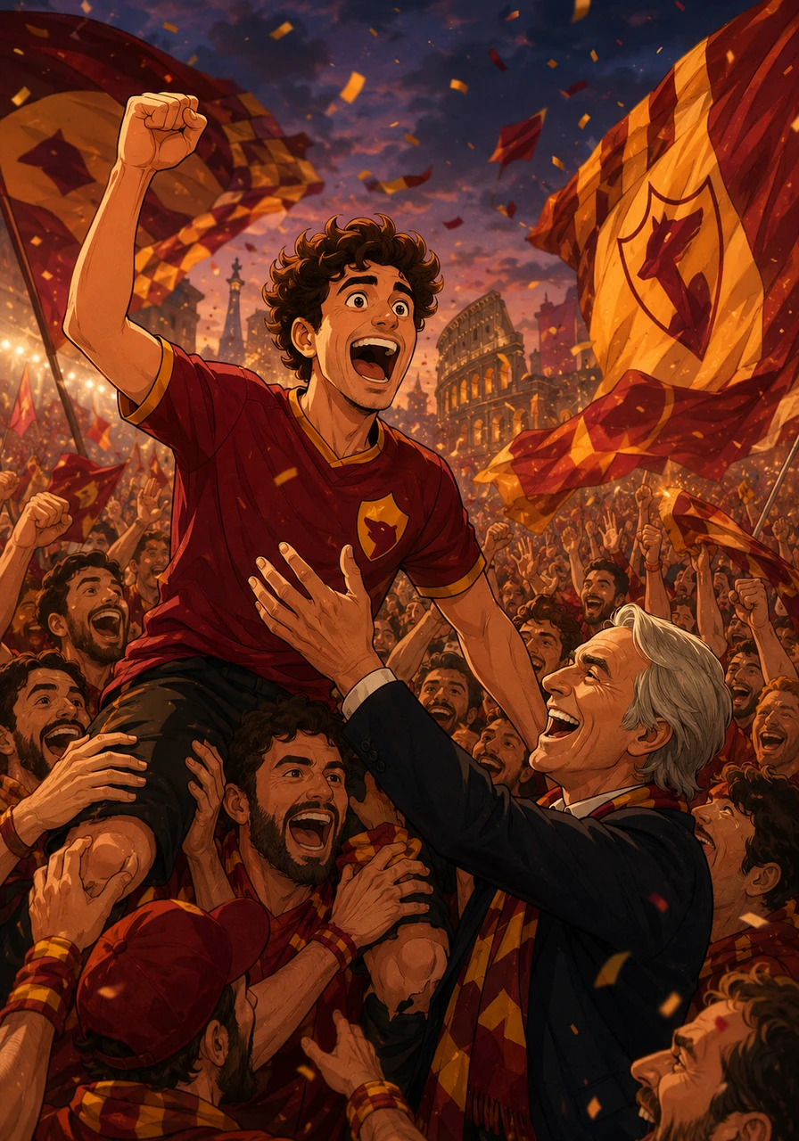 Through the joyful shouting of the crowds, Vapo realized something truly miraculous had happened. Not only had he won his fantasy league, but AS Roma had also won the historic Scudetto, making it the most magical and unforgettable night of his life.