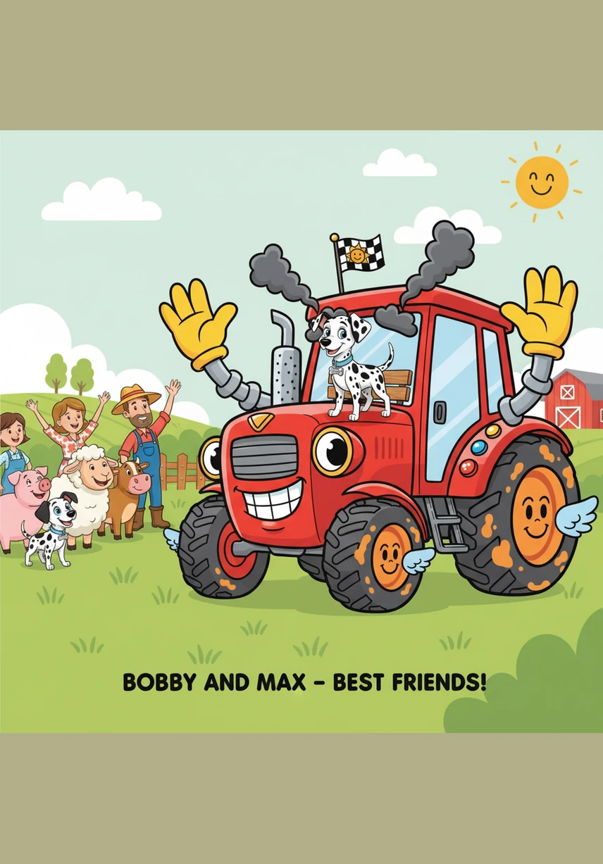 The red tractor gave every animal a shiny blue ribbon. 'Every talent is special when we share it with friends!' he honked. Bobby and Matrix snuggled together, happy and proud.