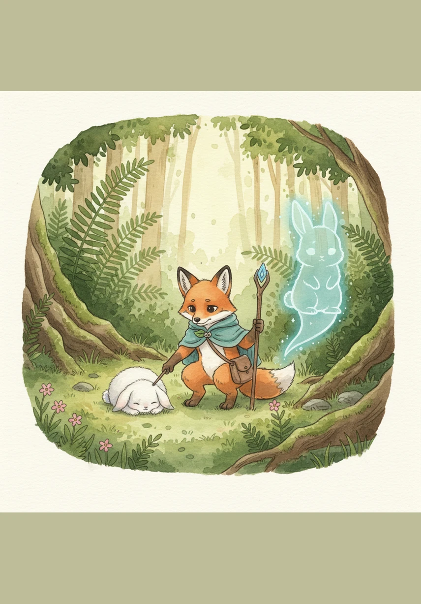 Suddenly, a soft whimpering sound drifted from behind a cluster of bright red hibiscus bushes. Poking his nose through the leaves, Finn discovered a tiny white bunny trembling with big, teary eyes and a twitching pink nose.