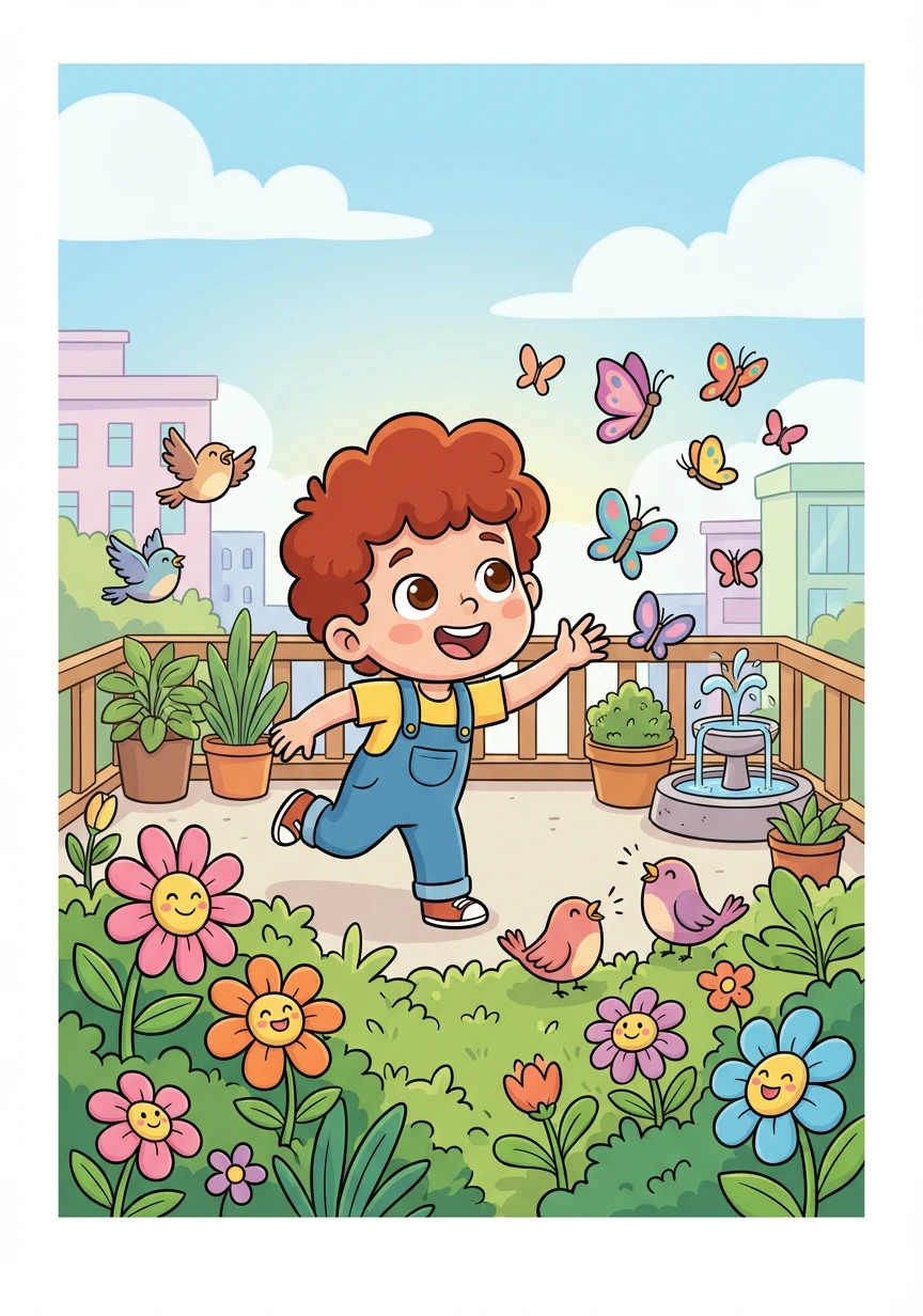 He discovered the rooftop garden, a peaceful oasis high above the city. Butterflies fluttered among the flowers, and birds sang sweet melodies.
