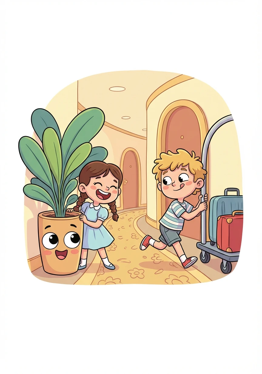 Lily and Oliver spent the afternoon playing hide-and-seek in the hotel's corridors. They became the best of friends, sharing secrets and laughter.