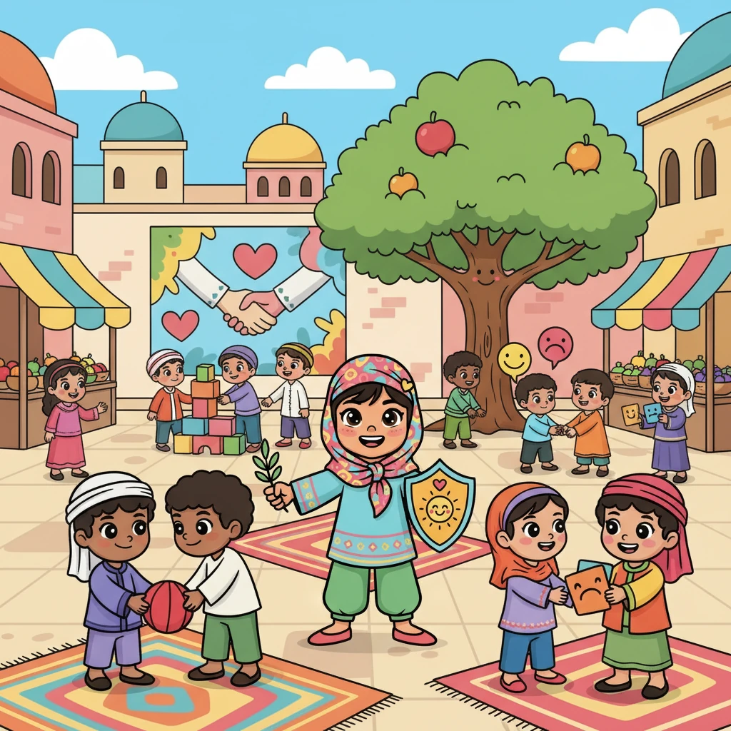 بدأوا في نشر رسالة الصداقة في جميع أنحاء القرية، وابتكروا ألعابًا ممتعة تعزز التعاون والاحترام. تعلم الأطفال كيفية حل المشكلات بطرق سلمية والتعبير عن مشاعرهم.