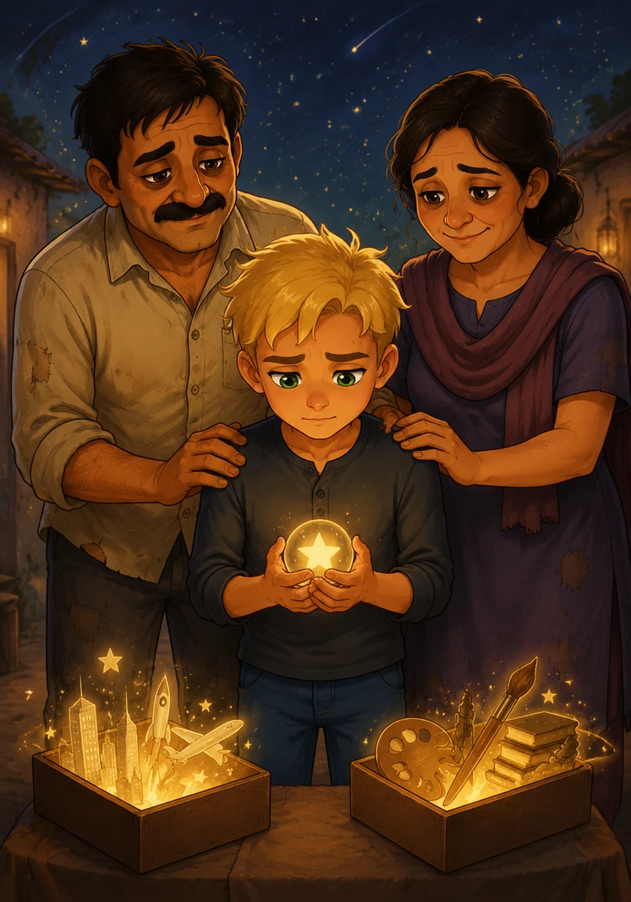 Leo realizes that his parents have set aside their own shimmering dreams and distant stars. They have traded their own ambitions for the chance to watch him chase his own, sacrificing their path to light up his.