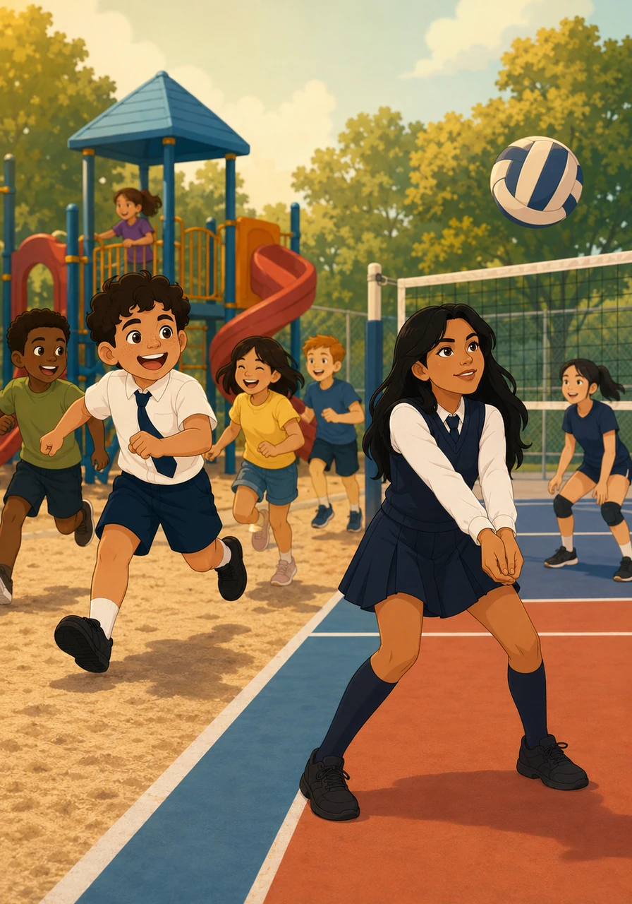 Mateo quickly finds a group of friends on the playground, his joyful laughter echoing as he plays tag. Isabella joins the volleyball team, her confidence blooming as she connects with new friends and discovers a stronger version of herself.