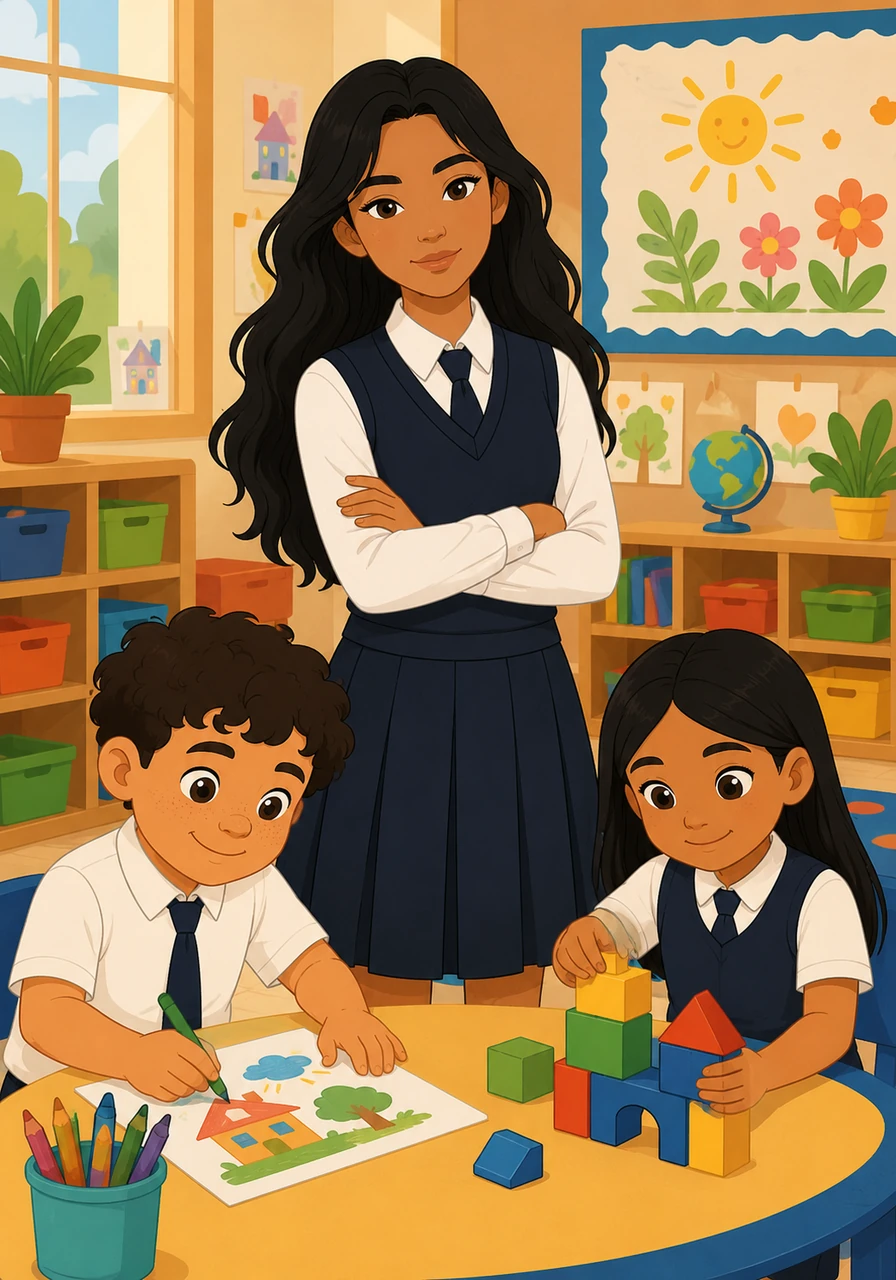 Judy stands in her classroom, now fully adjusted and respected for her creativity and hard work. With her children thriving nearby and a better life secured, she realizes that every hurdle was simply a stepping stone toward their shared success.