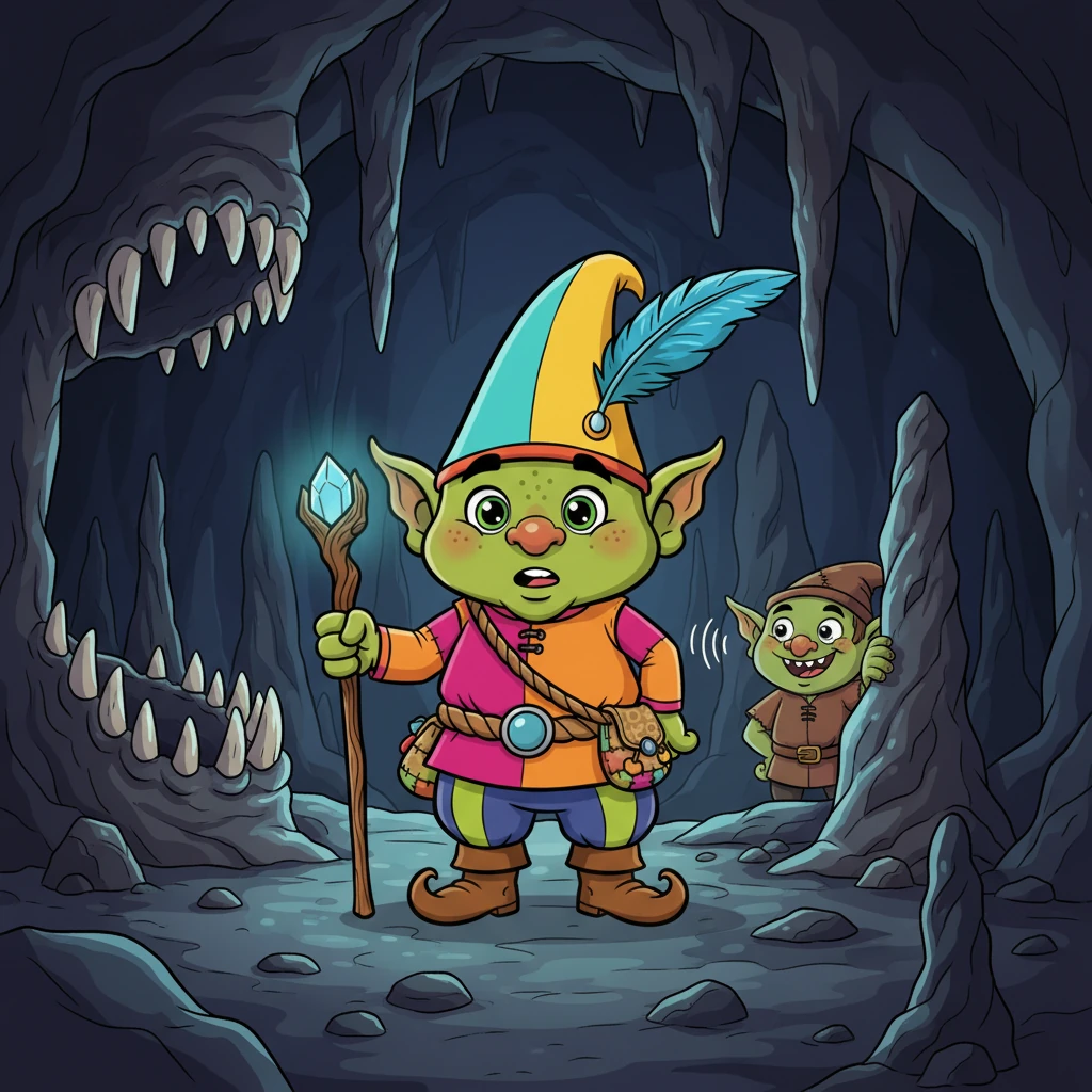 Al entrar, el aire se volvió fresco y húmedo, y la luz del sol se desvaneció. Mateo encendió su linterna y vio estalactitas y estalagmitas que parecían dientes de piedra. De repente, escuchó una risita juguetona y un eco que le hizo cosquillas en los oídos.