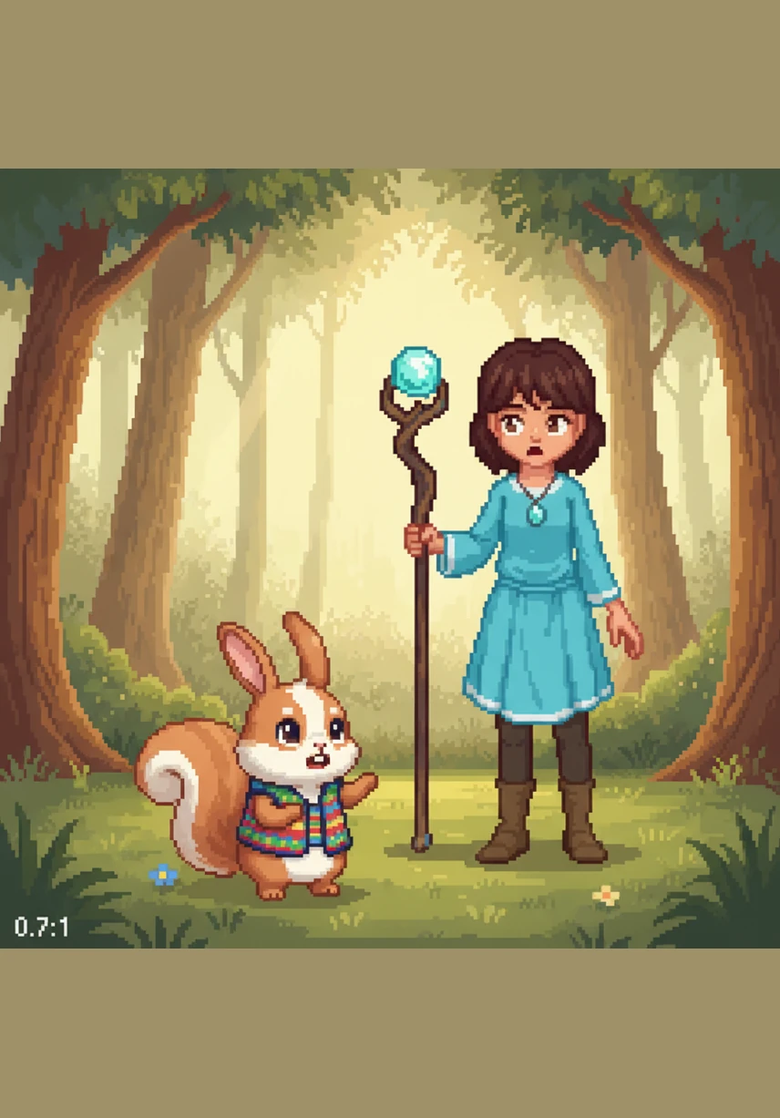 التقت تالا بأرنب صغير يرتدي سترة ملونة وسنجاب لطيف، وقد تفاجأت عندما بدأوا بالتحدث معها بلطف شديد. كان القلق يبدو على وجوههم الصغيرة وهم يطلبون منها المساعدة في أمر عاجل.