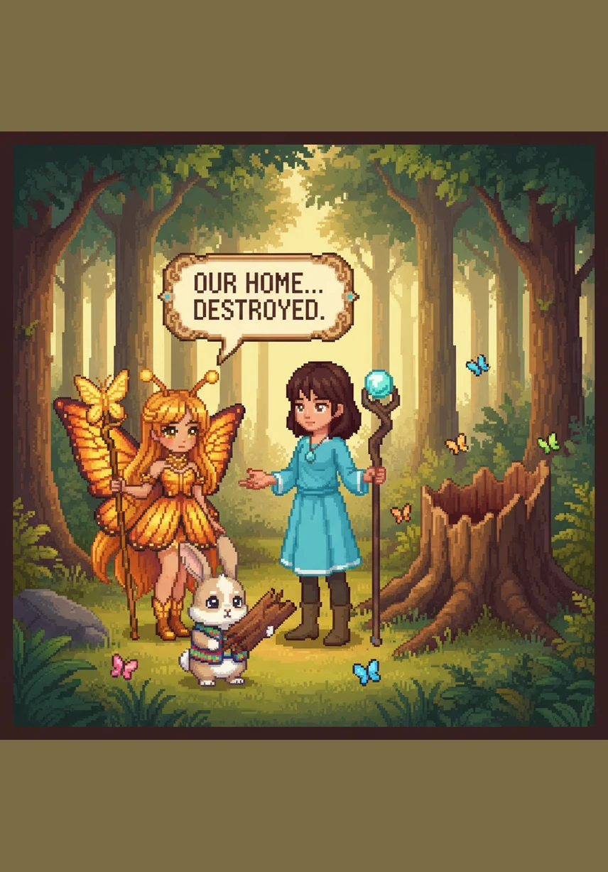 أخبرها الأرنب أن عش عصفور صغير قد علق بين أغصان شائكة عالية ولا يستطيعون الوصول إليه لإنقاذه. نظرت تالا إلى الأعلى ورأت العصفور الصغير وهو يحاول العودة إلى منزله بأجنحته الصغيرة.