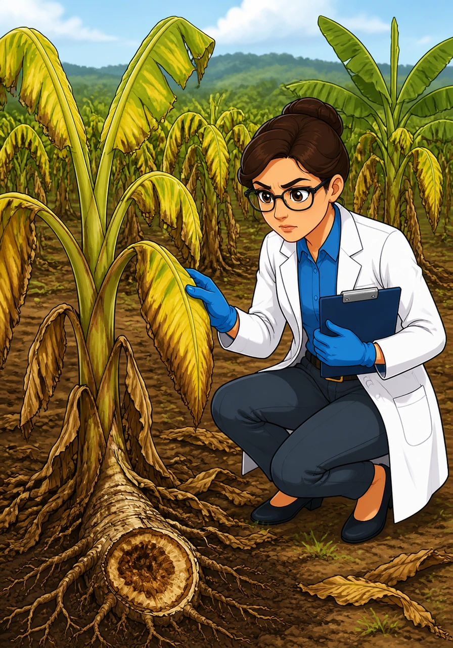 The emergence of Tropical Race 4, or TR4, represents a critical shift in the pathological landscape, as it bypasses the resistance that once protected the Cavendish. Dr. Vance observes the tell-tale signs of chlorosis and wilting in a field, signaling the arrival of a pathogen that can survive in the soil for decades.