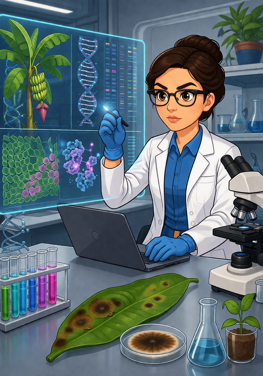 Dr. Vance utilizes advanced genomic sequencing to identify specific susceptibility genes within the Musa acuminata genome. The research focuses on the molecular interactions between the host and the pathogen, seeking the precise genetic triggers that allow the fungus to evade the plant's innate immune response.