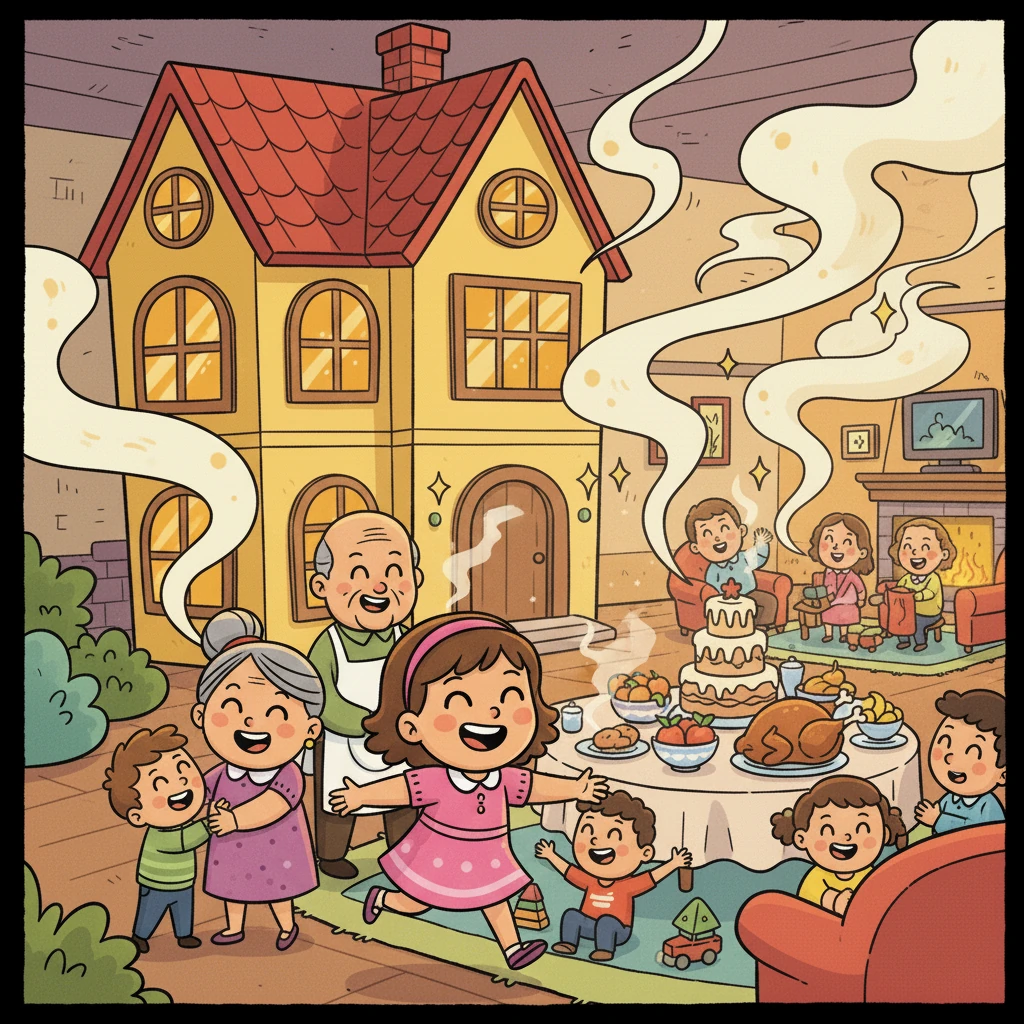Lilou, toujours débrouillarde, s'apprêtait à rejoindre sa famille, impatiente de partager ce moment de convivialité.
