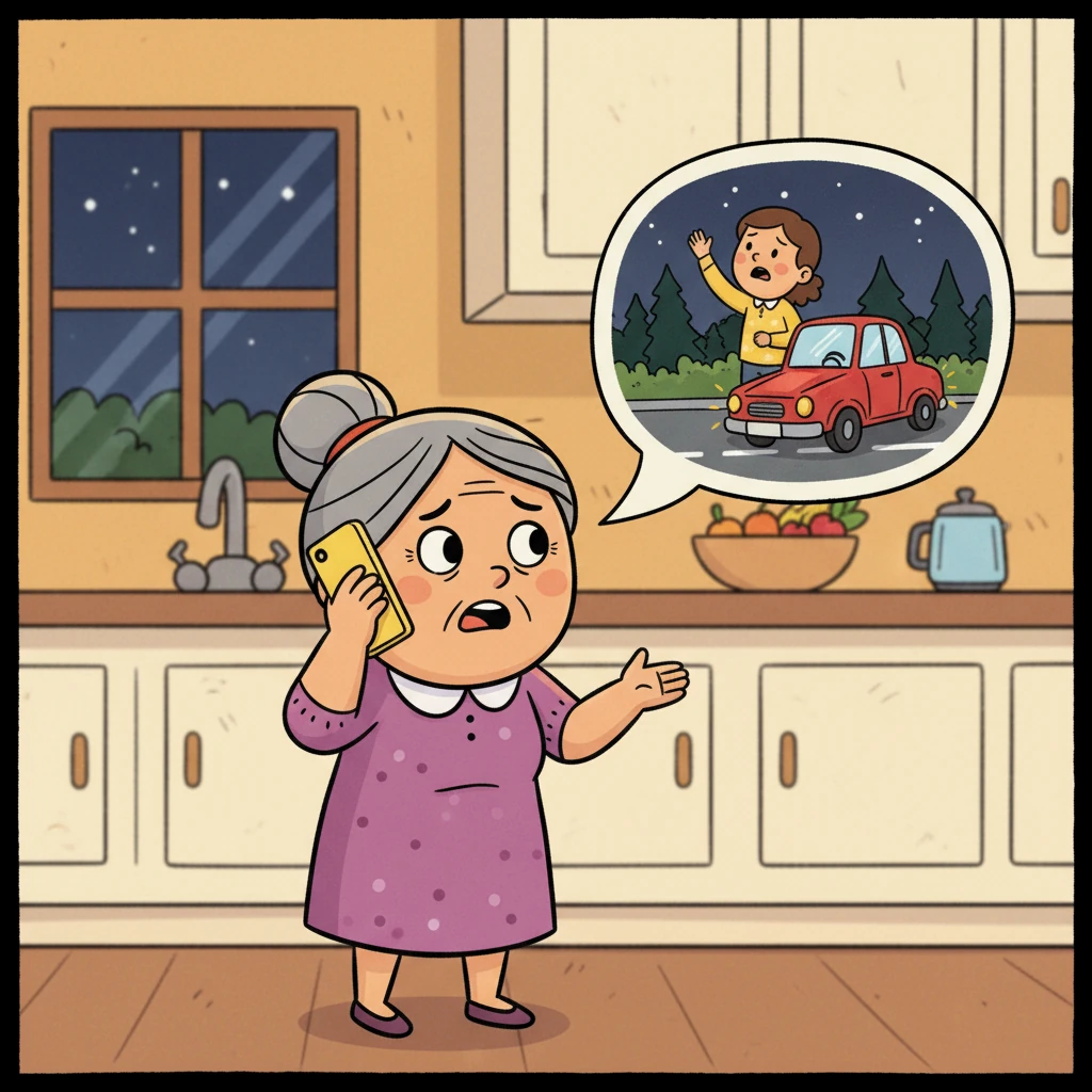 Soudain, le téléphone de Lilou sonna. C'était Cyrielle, son amie, en détresse sur le bord de la route.