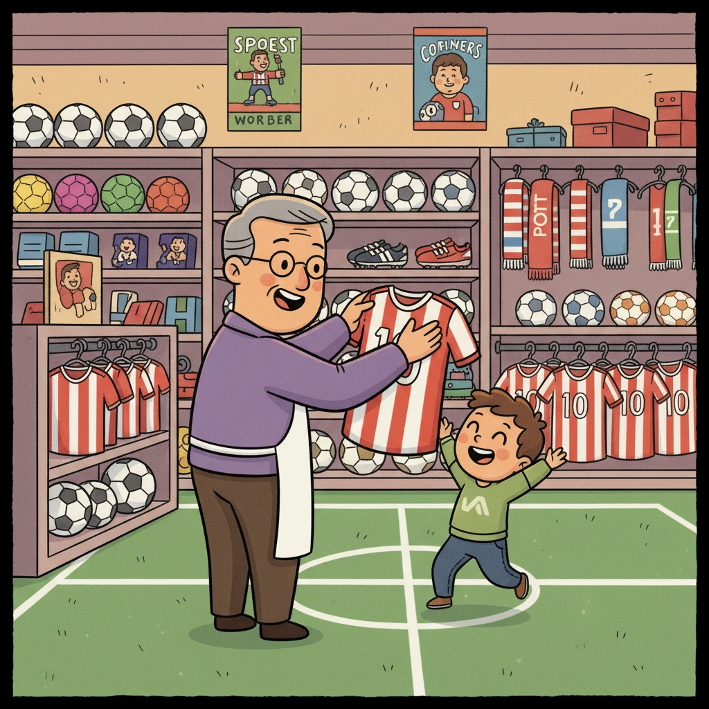 Nono, passionné de foot, voulait offrir un maillot de son équipe favorite.